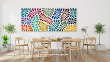 Load image into Gallery viewer, "Acacia Leaves (Watiya Tjuta)" Aboriginal painting by Debra Nangala McDonald displayed in modern room setting
