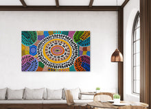 Load image into Gallery viewer, "Women's Body Painting" by Debra Nangala McDonald displayed in modern living room - original Aboriginal painting, 199cm x 117cm
