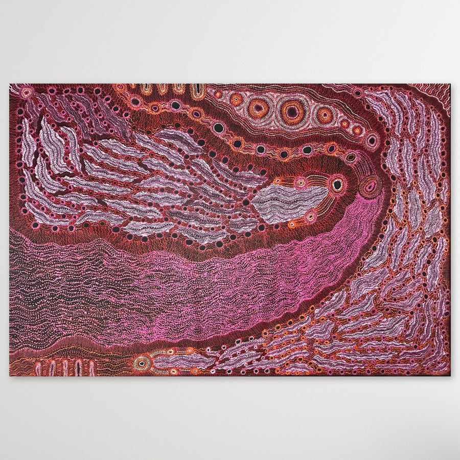 "Rainbow Serpent (Wanampi)" original Aboriginal painting by Debra Umala, 297cm x 197cm - authentic Indigenous Australian artwork