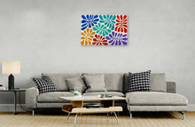 Load image into Gallery viewer, "Acacia Leaves (Watiya Tjuta)" Aboriginal painting by Debra Nangala McDonald displayed in modern room setting
