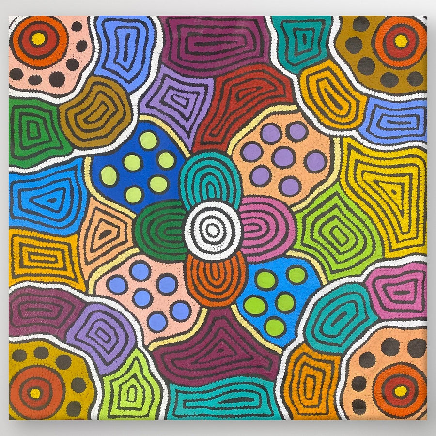 "Women's Body Painting" original Aboriginal painting by Debra Nangala McDonald, 92cm x 89cm - authentic Indigenous Australian artwork
