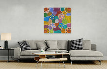 Load image into Gallery viewer, "Women's Body Painting" Aboriginal painting by Debra Nangala McDonald displayed in modern room setting
