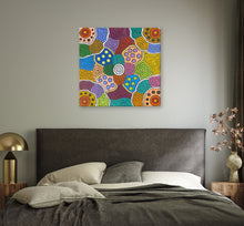 Load image into Gallery viewer, "Women's Body Painting" by Debra Nangala McDonald - wall display view of original Aboriginal artwork
