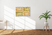 Load image into Gallery viewer, "Acacia Leaves (Watiya Tjuta)" Aboriginal painting by Debra Nangala McDonald displayed in modern room setting
