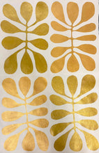 Load image into Gallery viewer, Detail of Debra Nangala McDonald's Acacia Leaves Watiya Tjuta artwork showing the gold acacia leaf forms
