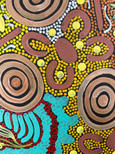 Load image into Gallery viewer, colourful close up view of Aboriginal dot painting with lots of colour
