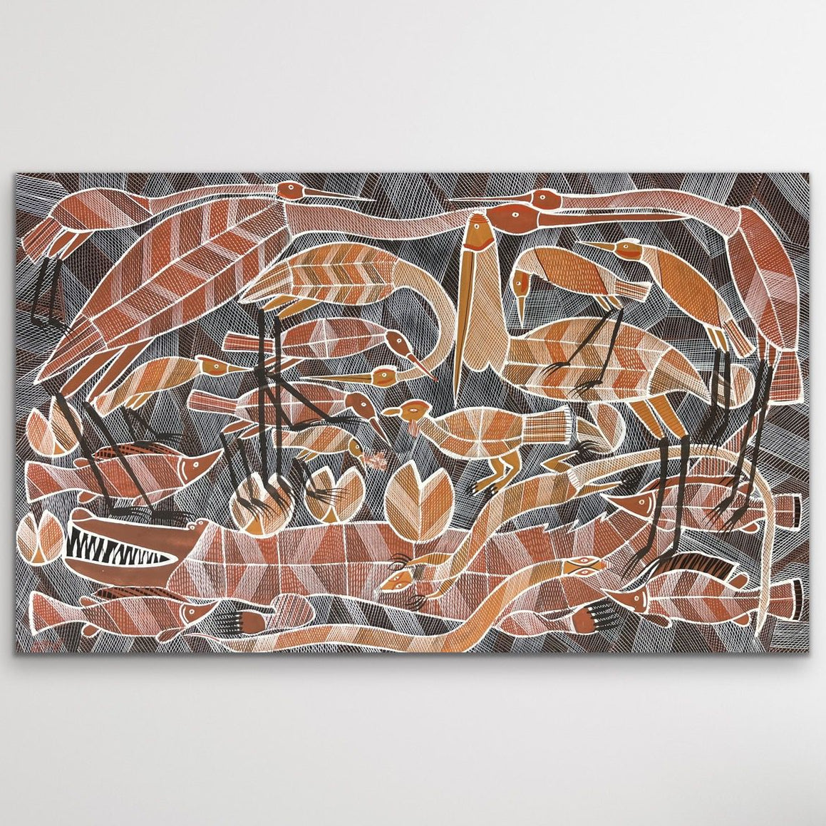"Billabong Story" original Aboriginal painting by Eddie Blitner, 143cm x 87cm - authentic Indigenous Australian artwork