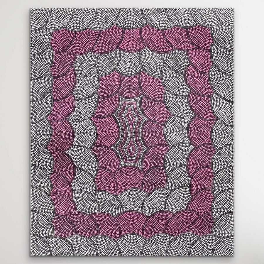 "Bush Bean" original Aboriginal painting by Nancy Martin Napangarti, 111cm x 137cm - authentic Indigenous Australian artwork