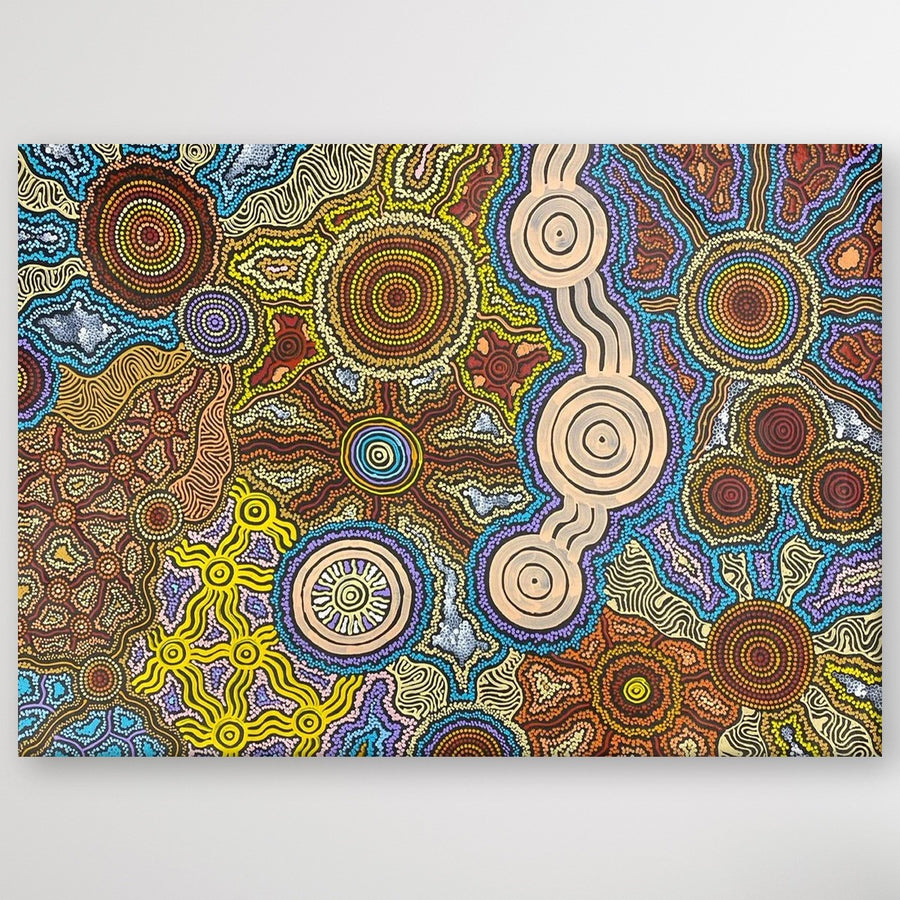 "My Country" original Aboriginal painting by Farron Furber Jampitjinpa, 117cm x 83cm - authentic Indigenous Australian artwork