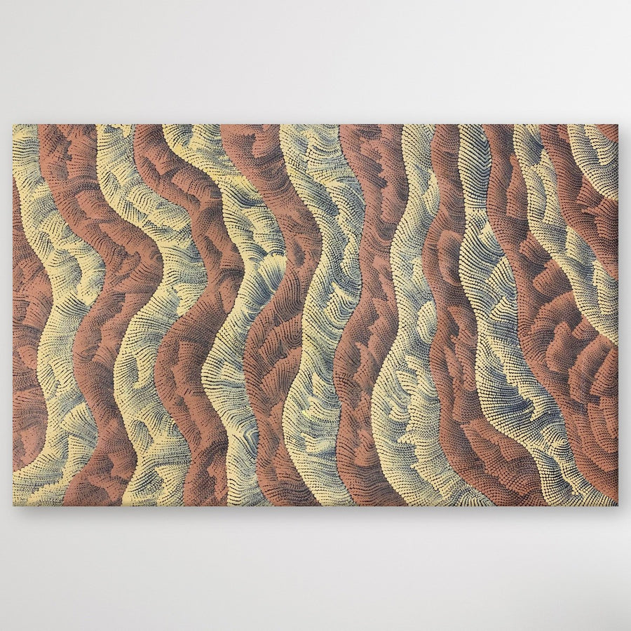 "Sand Dunes" original Aboriginal painting by Farron Furber Jampitjinpa, 140cm x 91cm - authentic Indigenous Australian artwork