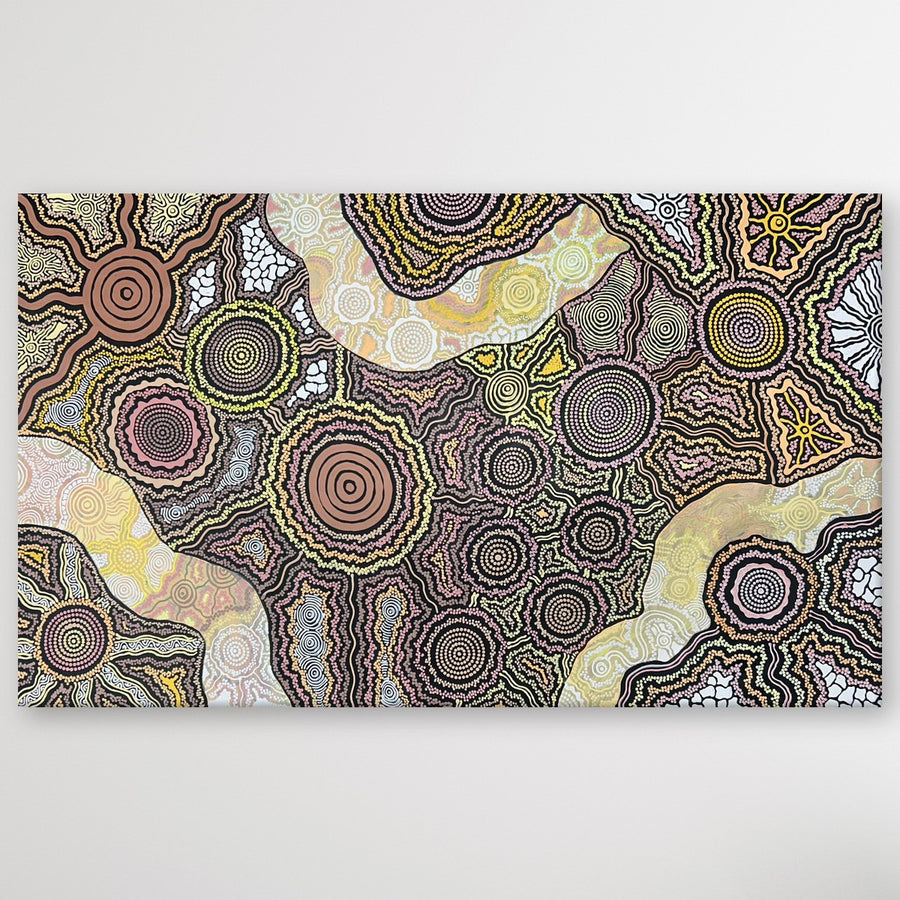 "Country Landscape" original Aboriginal painting by Farron Furber Jampitjinpa, 148cm x 88cm - authentic Indigenous Australian artwork