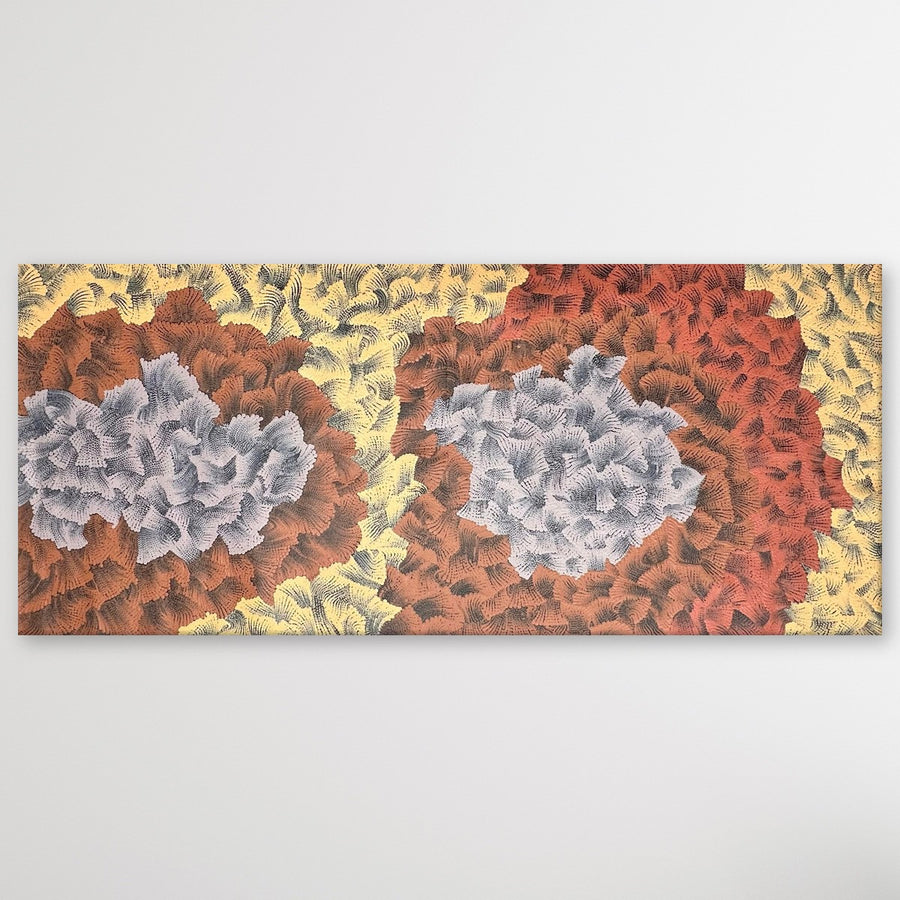 "Sand Dunes" original Aboriginal painting by Farron Furber Jampitjinpa, 200cm x 86cm - authentic Indigenous Australian artwork