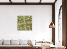 Load image into Gallery viewer, "Budgerigar" Farron Furber Jampitjinpa Aboriginal artwork in room setting - wall display view, 95cm x 95cm

