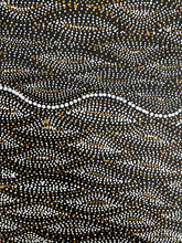 Load image into Gallery viewer, Indigenous Australian Seed Dreaming painting by Marshall Jangala Robertson 180cm x 70cm, close detail of traditional dot technique.
