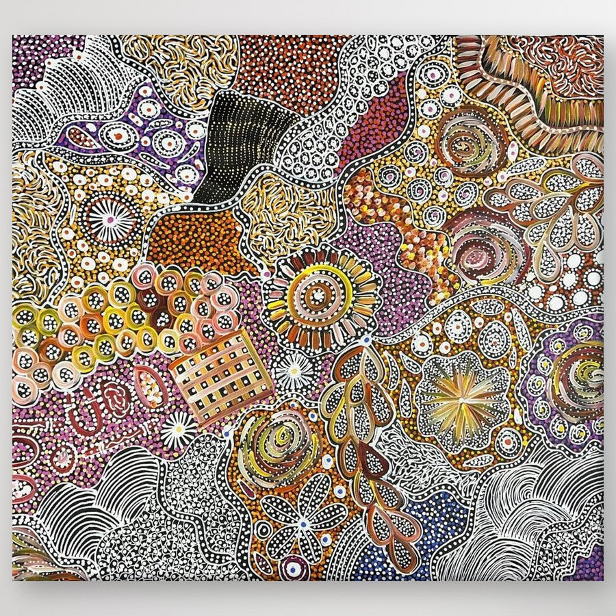 "My Country (Utopia)" original Aboriginal painting by Janet Golder Kngwarreye, 97cm x 86cm - authentic Indigenous Australian artwork