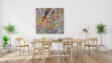 Load image into Gallery viewer, "My Country (Utopia)" by Janet Golder Kngwarreye in contemporary interior - authentic Indigenous Australian artwork, 97cm x 86cm
