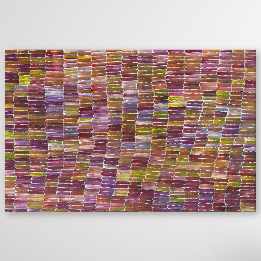 "Yam Dreaming" original Aboriginal painting by Jeannie Mills Pwerle, 150cm x 97cm - authentic Indigenous Australian artwork