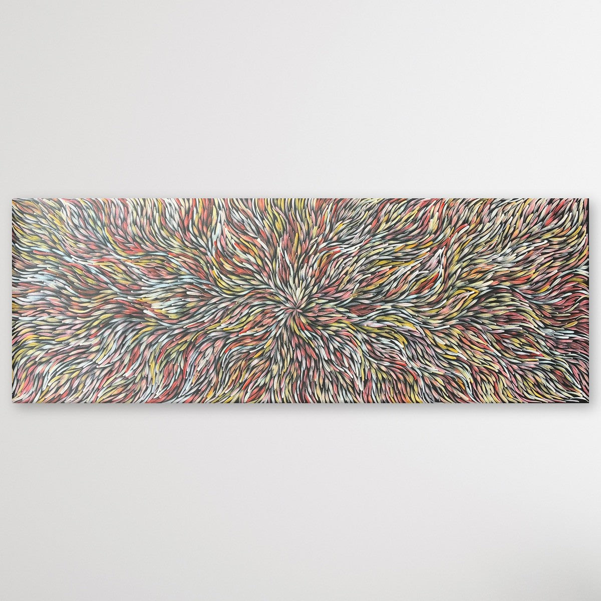 "Bush Medicine Leaves" original Aboriginal painting by Jeannie Petyarre (Pitjara), 200cm x 71cm - authentic Indigenous Australian artwork