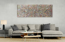 Load image into Gallery viewer, "Bush Medicine Leaves" by Jeannie Petyarre (Pitjara) displayed on wall - original Aboriginal painting, 200cm x 71cm

