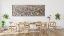 Load image into Gallery viewer, "Bush Medicine Leaves" Jeannie Petyarre (Pitjara) Aboriginal artwork in room setting, 200cm x 71cm
