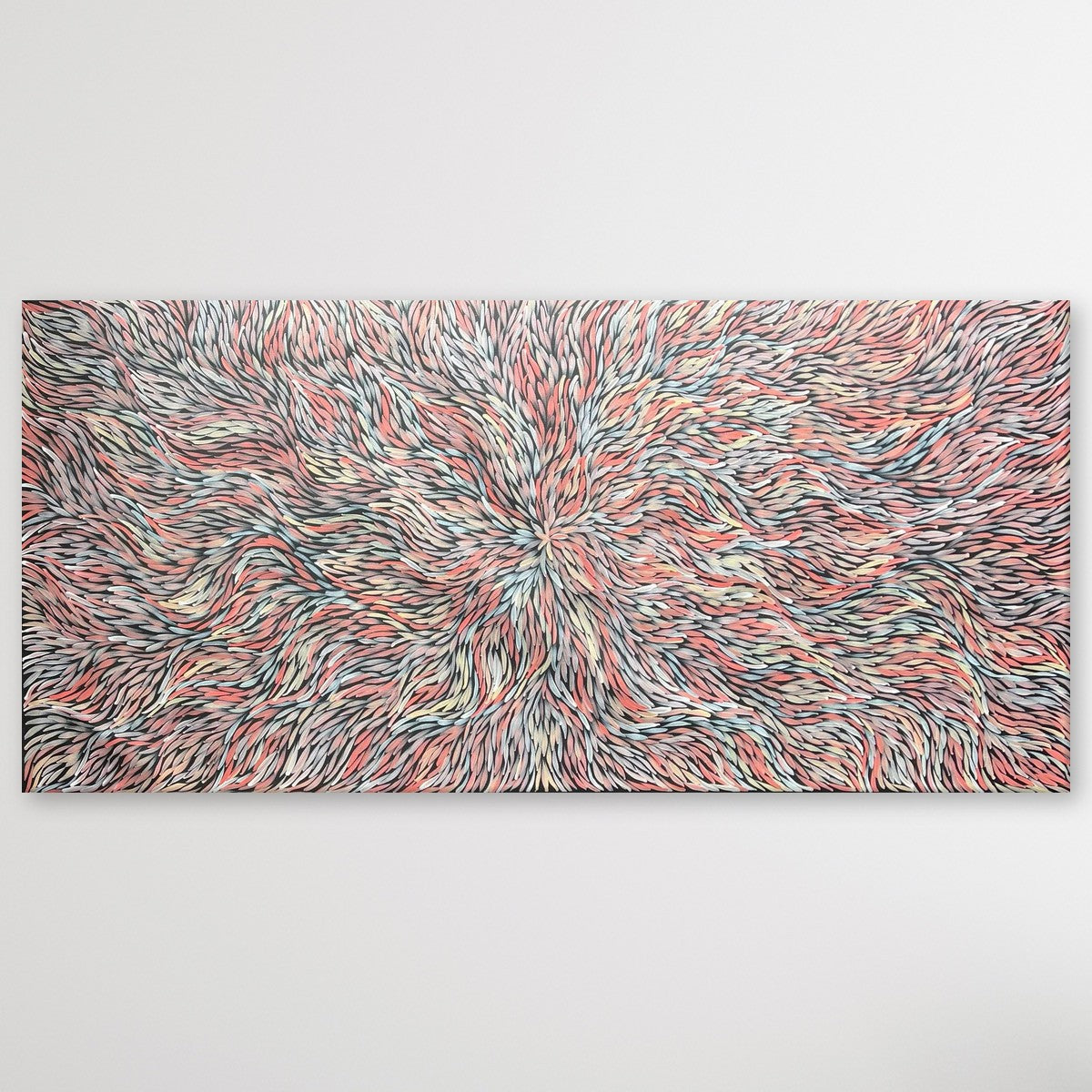 "Bush Medicine Leaves" original Aboriginal painting by Jeannie Petyarre (Pitjara), 200cm x 94cm - authentic Indigenous Australian artwork