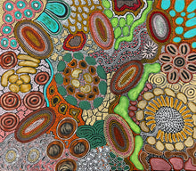 Load image into Gallery viewer, "Budgerigar Dreaming Story" by Julieanne Turner Nungurrayi - detail view of Aboriginal painting, 111cm x 95cm
