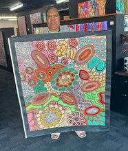 Load image into Gallery viewer, "Budgerigar Dreaming Story" Aboriginal art by Julieanne Turner Nungurrayi - close-up detail, 111cm x 95cm
