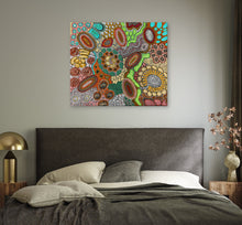 Load image into Gallery viewer, "Budgerigar Dreaming Story" Aboriginal painting by Julieanne Turner Nungurrayi displayed in modern room setting
