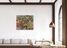 Load image into Gallery viewer, "Budgerigar Dreaming Story" by Julieanne Turner Nungurrayi - alternate wall display view
