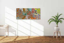 Load image into Gallery viewer, "Budgerigar Story" Aboriginal painting by Julieanne Turner Nungurrayi displayed in modern room setting
