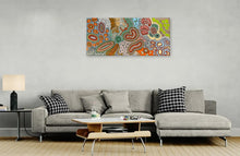 Load image into Gallery viewer, "Budgerigar Story" by Julieanne Turner Nungurrayi - interior display view, 128cm x 58cm
