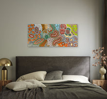 Load image into Gallery viewer, "Budgerigar Story" Aboriginal art by Julieanne Turner Nungurrayi displayed in gallery setting
