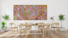 Load image into Gallery viewer, "Budgerigar Dreaming" by Julieanne Nungurrayi Turner - wall display view of original Aboriginal artwork
