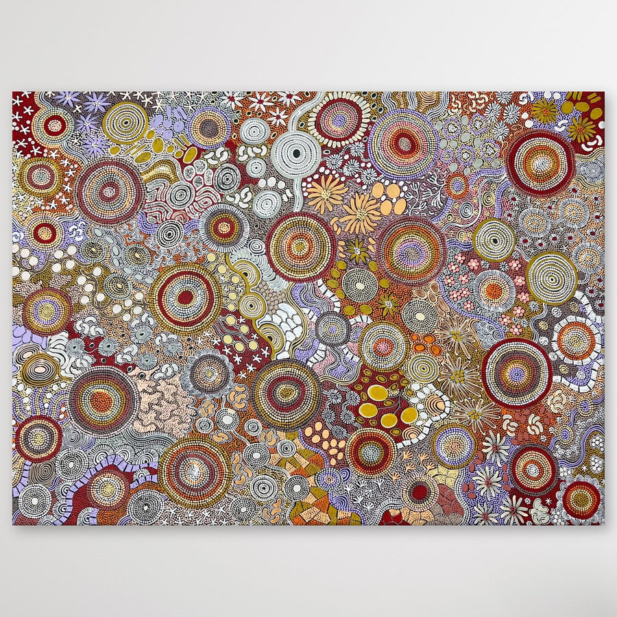 "Budgerigar Dreaming & Bush Tucker" Julieanne Turner Nungurrayi 198cm x 145cm