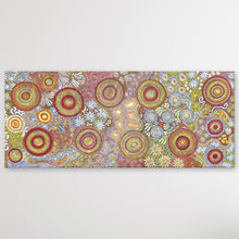 Load image into Gallery viewer, "Budgerigar Dreaming &amp; Bush Tucker Story" original Aboriginal painting by Julieanne Nungurrayi Turner, 200cm x 84cm - authentic Indigenous Australian artwork
