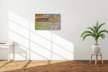 Load image into Gallery viewer, "Budgerigar Dreaming" by Julieanne Turner Nungurrayi - alternate wall display, 80cm x 50cm - Aboriginal art
