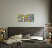 Load image into Gallery viewer, "Wild Acacia Seeds" Aboriginal art by Julieanne Turner Nungurrayi displayed in gallery setting
