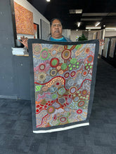 Load image into Gallery viewer, "My Country and Budgerigar Story" by Julieanne Turner Nungurrayi - detail view of Aboriginal painting, 119cm x 78cm
