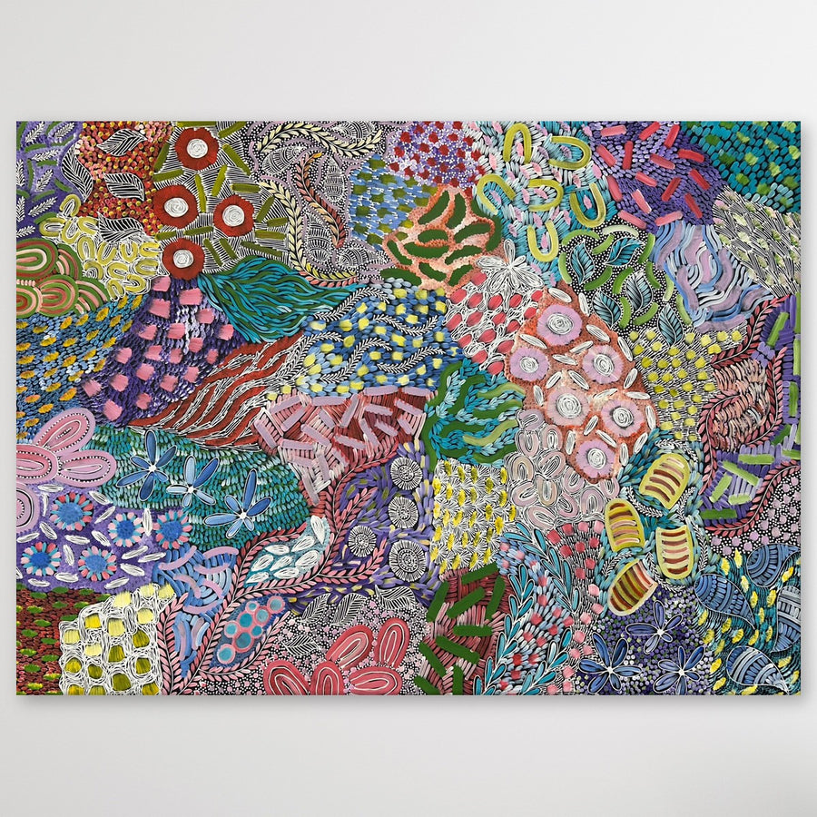 "Awelye" original Aboriginal painting by Karen Bird Ngale, 205cm x 150cm - authentic Indigenous Australian artwork