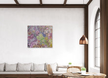 Load image into Gallery viewer, "My Country" by Katrina Bird - wall display view showing scale of Aboriginal painting, 100cm x 89cm
