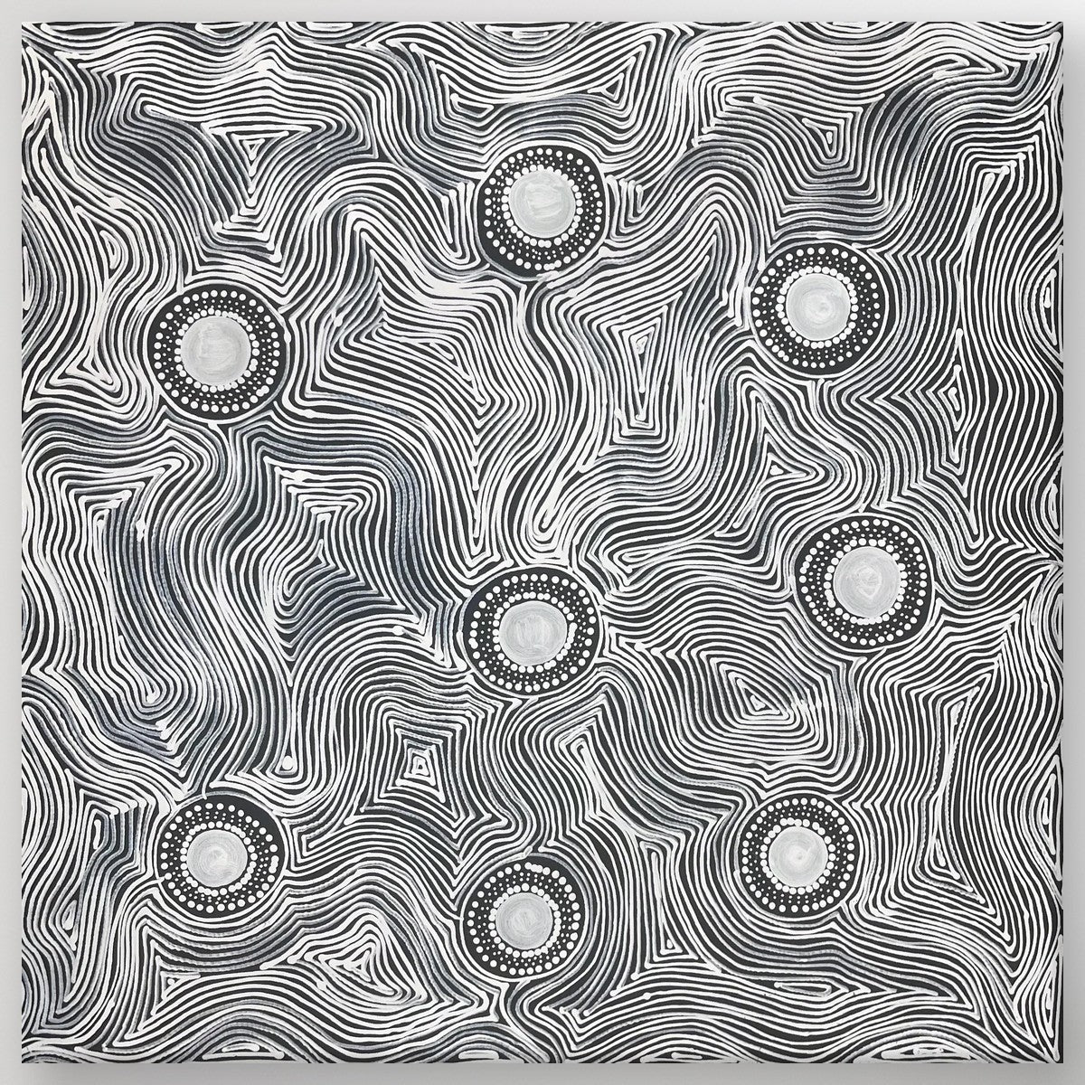 "Seven Sisters" original Aboriginal painting by Marshall Jangala Robertson, 100cm x 100cm - authentic Indigenous Australian artwork
