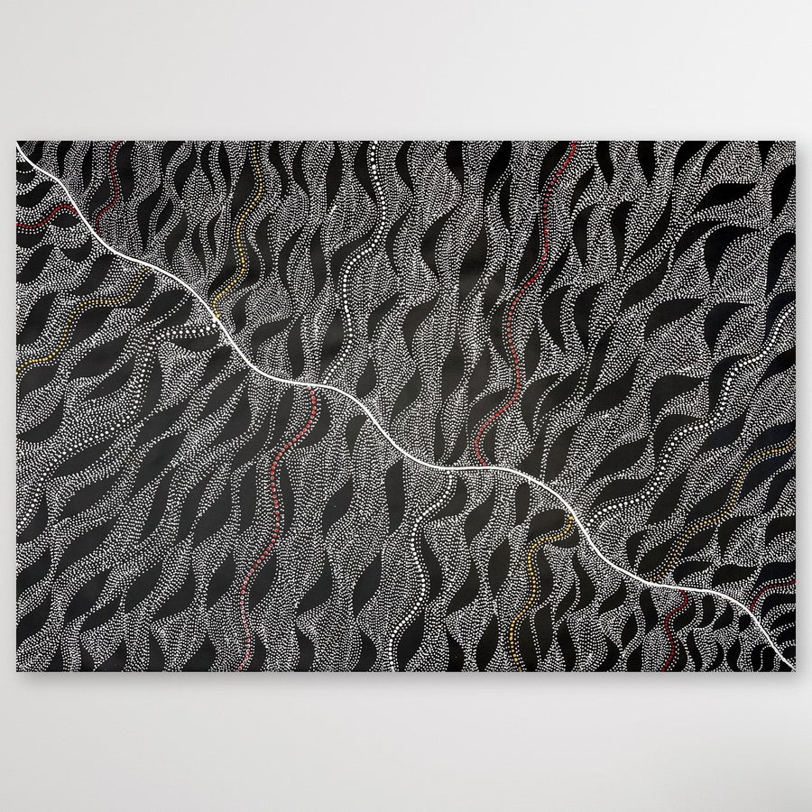 "Seed Dreaming" original Aboriginal painting by Marshall Jangala Robertson, 171cm x 121cm - authentic Indigenous Australian artwork