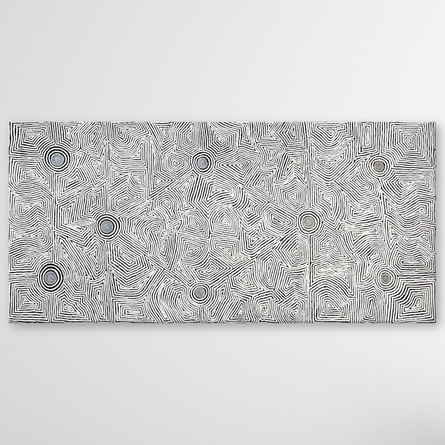 "Seven Sisters" original Aboriginal painting by Marshall Jangala Robertson, 189cm x 89cm - authentic Indigenous Australian artwork