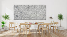 Load image into Gallery viewer, "Seven Sisters" Aboriginal artwork by Marshall Jangala Robertson in contemporary interior setting - 189cm x 89cm
