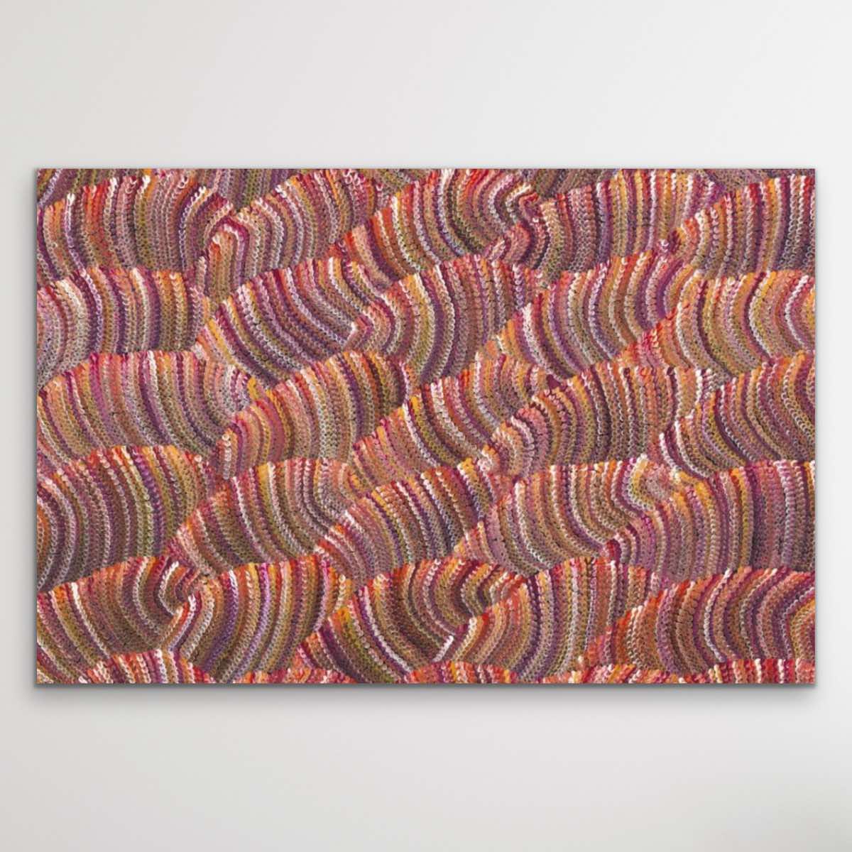 Maureen Nampijinpa Hudson 'Sand Dunes (Tali)' print depicting moonlight dunes with textured patterns - Clifford Possum Tjapaltjarri's cousin, Uluru artist