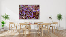 Load image into Gallery viewer, "Seven Stories" by Maureen Nampijinpa Hudson in minimalist interior - authentic Indigenous Australian artwork, 122cm x 90cm
