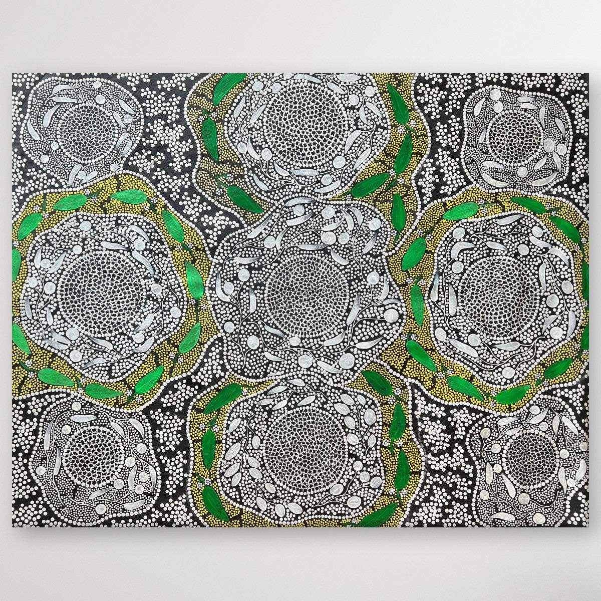 "Bush Banana / Bush Tucker" original Aboriginal painting by Maureen Nampijinpa Hudson, 127cm x 100cm - authentic Indigenous Australian artwork