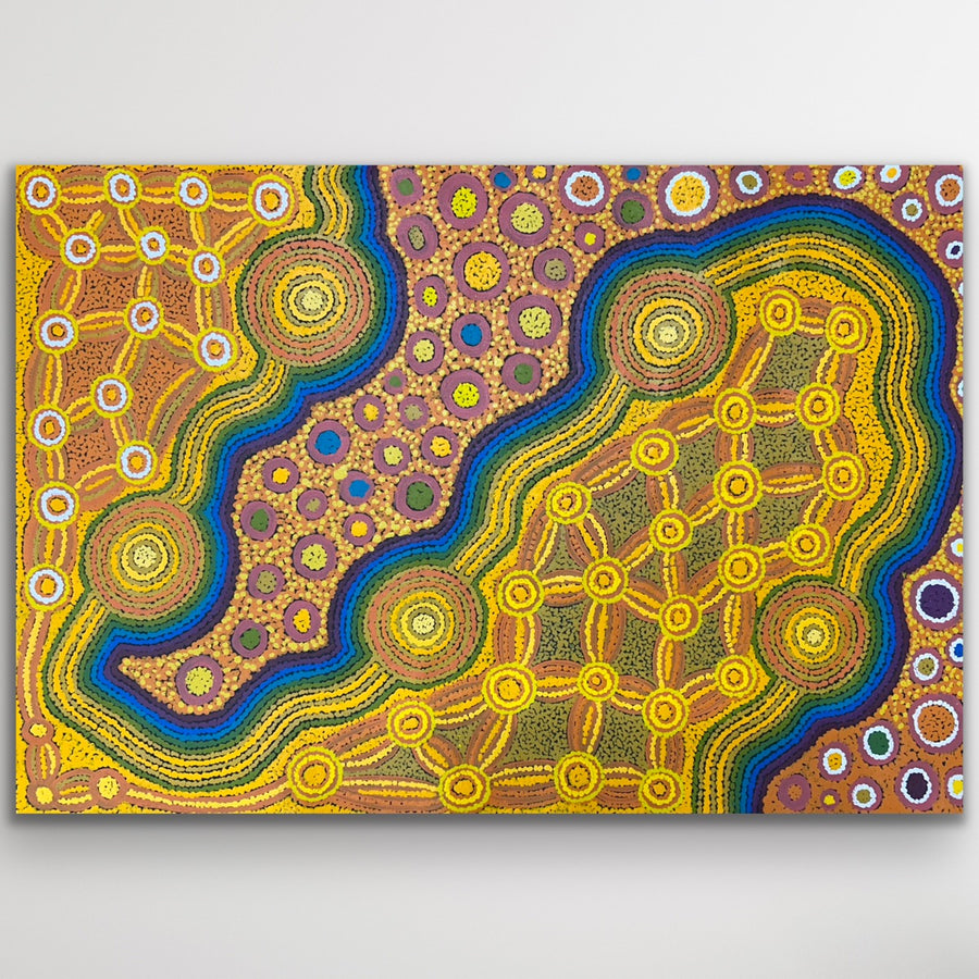 "Wanampi Tjukurpa (Piltati)" original Aboriginal painting by Megan Lyons, 87cm x 60cm - authentic Indigenous Australian artwork