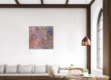 Load image into Gallery viewer, "Bush Medicine Leaves" by Rachael Nambula styled in modern dining room - original Aboriginal painting, 95cm x 89cm
