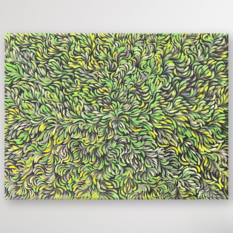 "Bush Medicine Leaves" original Aboriginal painting by Rayleen Pula Price, 97cm x 72cm - authentic Indigenous Australian artwork